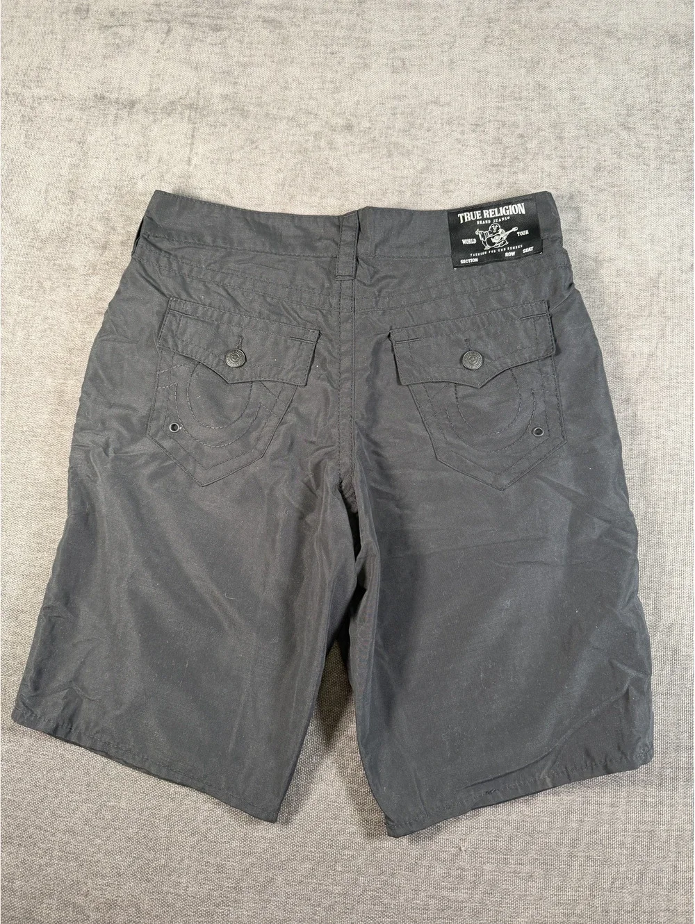 True Religion Ricky Relaxed Straight Black Shorts Size 29